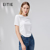 EITIE爱特爱简约白色基础款抽绳收腰显瘦圆领T恤短款夏季新款B2313114 商品缩略图0