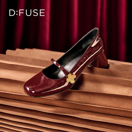 DFuse迪芙斯秋季新款漆皮圆头粗跟玛丽珍单鞋皮鞋DF31111215 商品图1