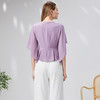 EITIE爱特爱温柔飘逸V领收腰小上衣紫色气质通勤显瘦夏新款B13128 商品缩略图4