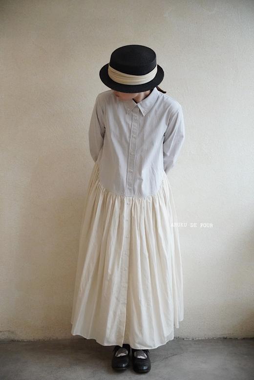 Ecole淡黄灰色法式学院风连衣裙 商品图3