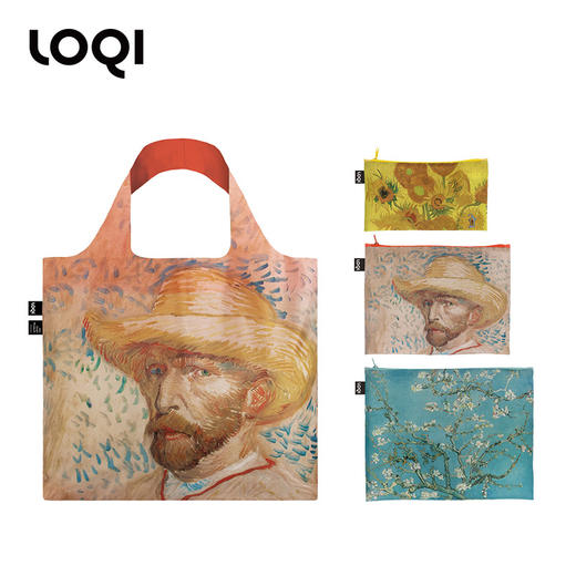 德国LOQI x 梵高系列 环保袋&收纳袋套装 再生环保材料 可折叠 旅行大容量 防泼水 超轻 收纳套组 梵高博物馆合集 星空 向日葵 杏花 商品图5