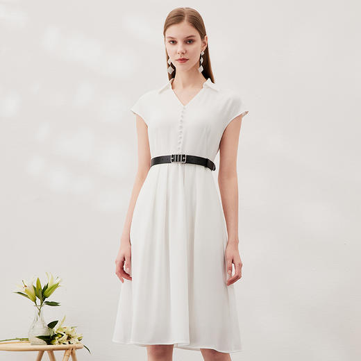 没有皮带-EITIE爱特爱夏季新款V领简约修身百搭连衣裙7007741 商品图2