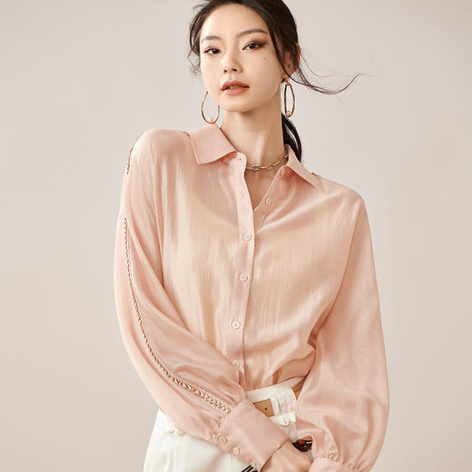 剩L/XL 芳外【莱赛尔轻薄防晒衬衫】2025夏季新款微透小性感女式衬衫 商品图0