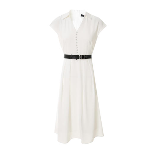 没有皮带-EITIE爱特爱夏季新款V领简约修身百搭连衣裙7007741 商品图5