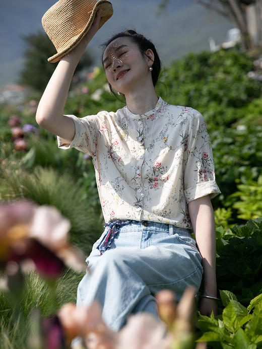 牧衣游 文艺碎花衬衣通勤 ----山间 商品图1