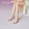 DFuse迪芙斯夏季新款圆头一字细带花形水晶跟凉鞋DF32115336 商品缩略图9