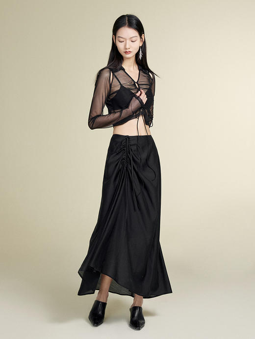 MURMURMI/MQ467/A型大摆侧抽皱半身裙 商品图0