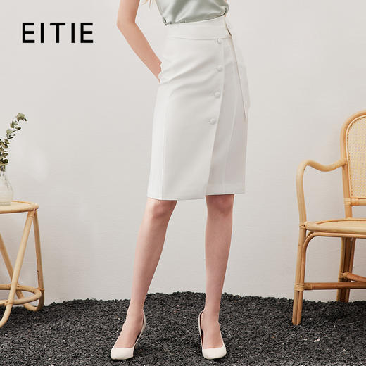 EITIE爱特爱夏季新品优雅时尚高腰开叉百搭半身裙包臀裙女7006706 商品图0