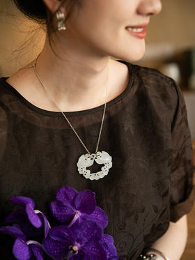 牧衣游 双鹤衔枝齐飞和田玉锁链天然吊坠---- 倾阳【不支持会员折】