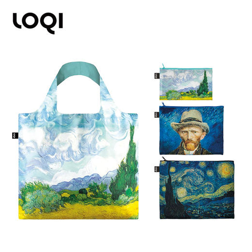 德国LOQI x 梵高系列 环保袋&收纳袋套装 再生环保材料 可折叠 旅行大容量 防泼水 超轻 收纳套组 梵高博物馆合集 星空 向日葵 杏花 商品图3