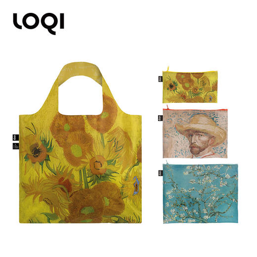 德国LOQI x 梵高系列 环保袋&收纳袋套装 再生环保材料 可折叠 旅行大容量 防泼水 超轻 收纳套组 梵高博物馆合集 星空 向日葵 杏花 商品图6