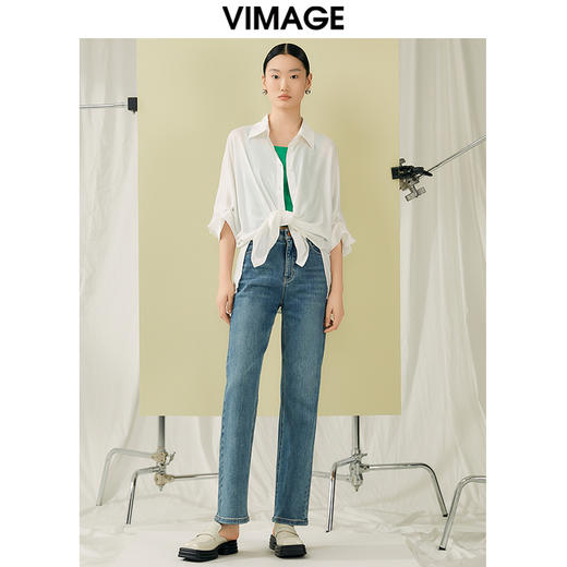 VIMAGE纬漫纪夏季新款百搭宽松透气休闲衬衣衬衫V1909516 商品图1