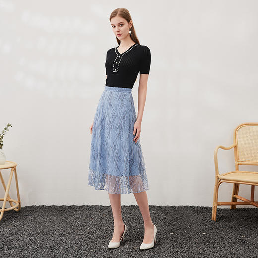 EITIE爱特爱夏季新款时尚优雅气质洋气显瘦蕾丝半身裙女7006704 商品图3