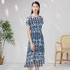 EITIE爱特爱夏款新品100%桑蚕丝优雅显瘦高腰舒适印花连衣裙7007728 商品缩略图3