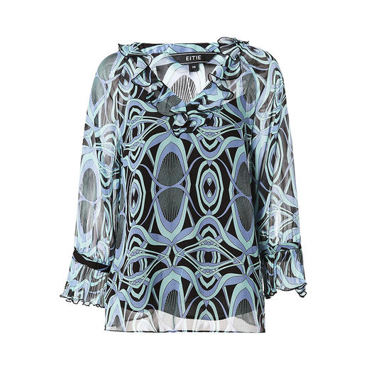 EITIE爱特爱夏季新款几何印花显瘦V领小上衣7013706 商品图5