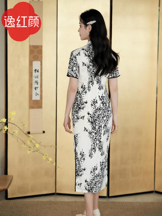 逸红颜2025秋季新款白色复古中式长款民国风旗袍改良版女 司意 商品图9