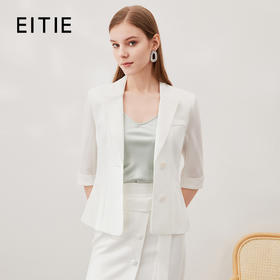 EITIE爱特爱夏季新款纯色五分袖小西装修身短外套7003707