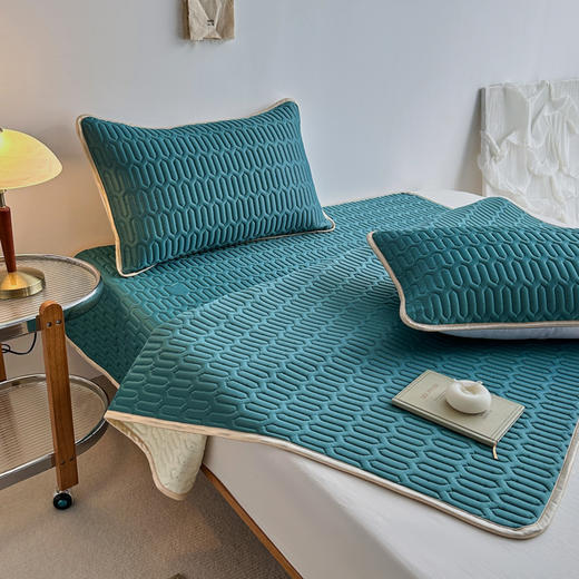 【乳胶凉席】乳胶凉席三件套6毫米乳胶冰丝凉席纯色夏凉感席（三件套） 商品图9