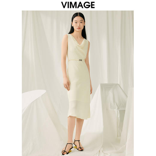 VIMAGE纬漫纪夏季新款气质收腰显瘦无袖连衣裙V1907521 商品图3