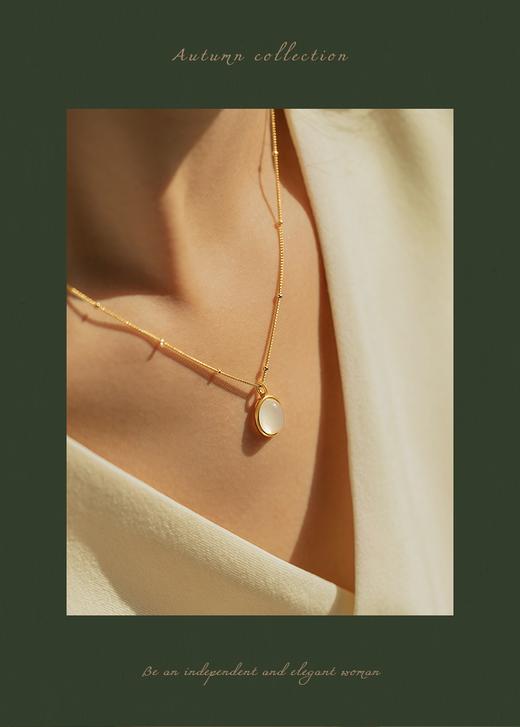 Oflye潮流饰品 S925银天然玉水项链女新款时尚简约轻奢锁骨链小众设计 商品图3