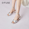 DFuse迪芙斯夏季新款羊皮方头褶皱扭结粗跟凉鞋女DF32115337 商品缩略图8