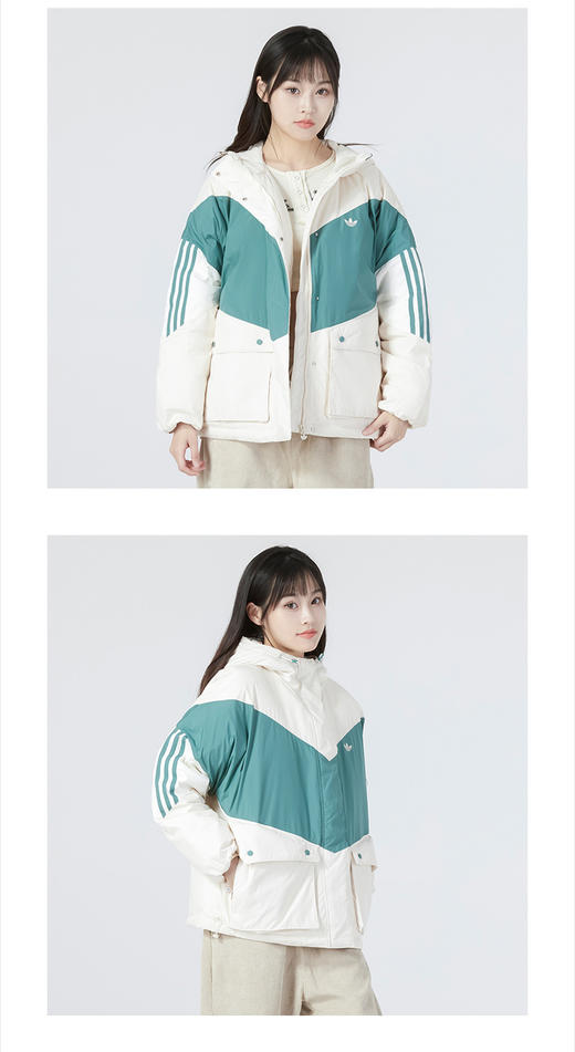 阿迪达斯 （adidas）三叶草羽绒服女 2023春季新款连帽跑步运动外套休闲保暖防风夹克 HS9518  商品图0