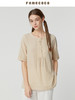 famecoco范可儿宽松纯棉衬衫女短袖夏季白色圆领刺绣上衣FAB3BD007 商品缩略图2