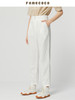 Famecoco范可儿白色裤子女夏季薄款休闲百搭直筒裤小个子FAB3GA019 商品缩略图0