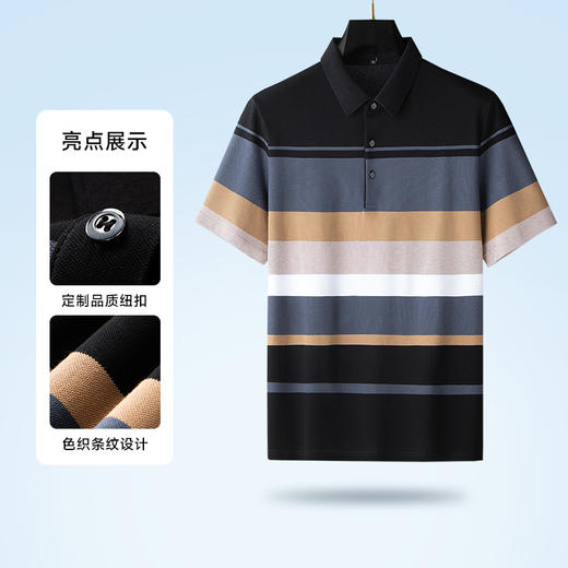 【新款DDA】大依优型大码男装短袖POLO衫色织条翻领加肥加大透气吸汗夏季上衣半袖 商品图3