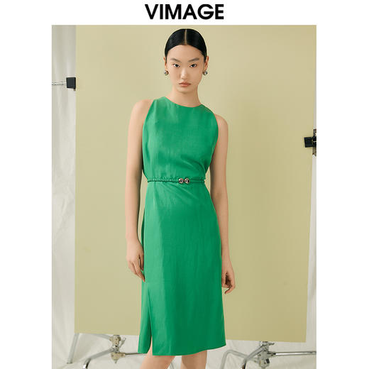 VIMAGE纬漫纪夏季新款气质收腰显瘦小众设计无袖连衣裙V1907523 商品图3
