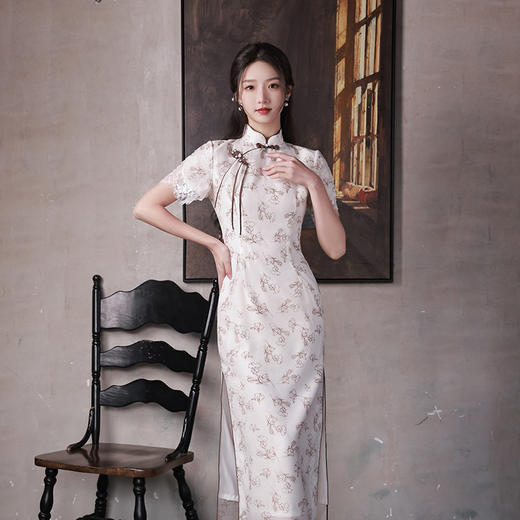 改良少女款，复古蕾丝休闲旗袍裙XL-23088 商品图0