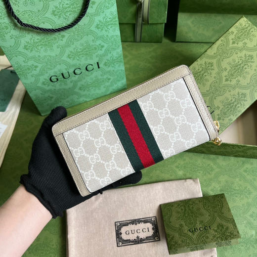 Gucci燕麦色长款钱包 商品图1