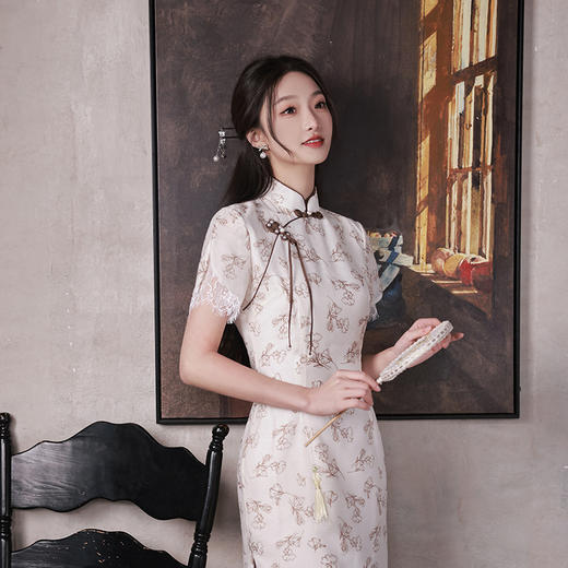 改良少女款，复古蕾丝休闲旗袍裙XL-23088 商品图2