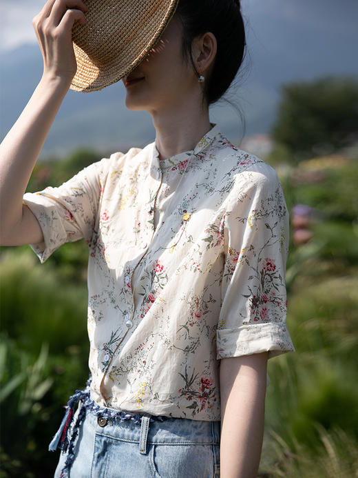 牧衣游 文艺碎花衬衣通勤 ----山间 商品图0