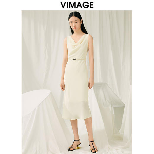 VIMAGE纬漫纪夏季新款气质收腰显瘦无袖连衣裙V1907521 商品图2