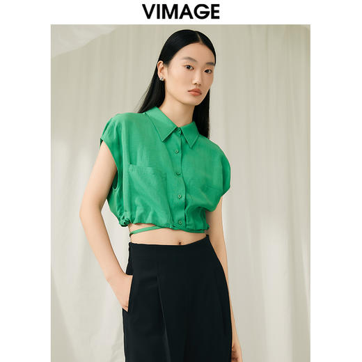 VIMAGE纬漫纪夏季新款百搭小众设计短款衬衣衬衫V1909514 商品图2