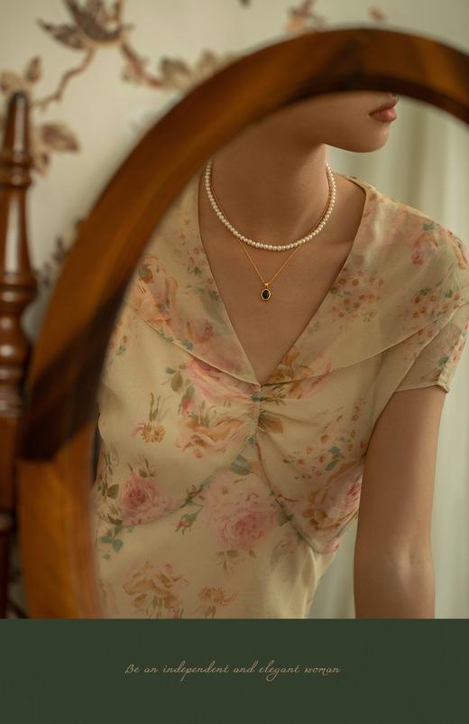 Oflye潮流饰品 黑玛瑙复古项链女新款轻奢风金属锁骨链女 商品图5