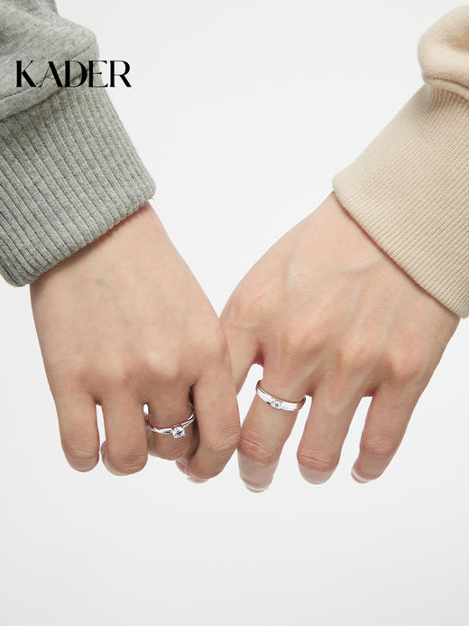 卡蒂罗KADER 耀眼心动 原创设计开口可调节一对 轻奢小众设计浪漫 甜蜜饰爱 S925银/足银999 戒指 男女同款情侣款 银白色 商品图1