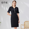 EITIE爱特爱高级感V领钉珠收腰黑色连衣裙显瘦通勤干练夏季新款B07168 商品缩略图0