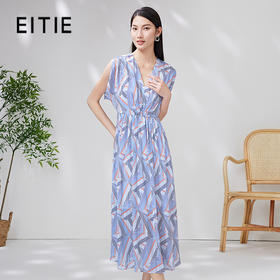 EITIE爱特爱夏季新款洋气显瘦几何印花通勤V领连衣裙7007735