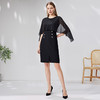 EITIE爱特爱时尚网纱斗篷修身OL通勤黑色连衣裙显瘦优雅夏新款B07162 商品缩略图3