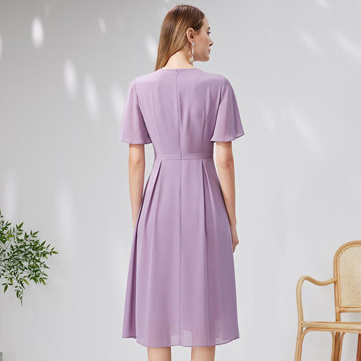 EITIE爱特爱温柔优雅紫色收腰连衣裙气质显瘦法式通勤夏季新款B07158 商品图4