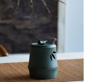 竹隐紫砂盘香炉