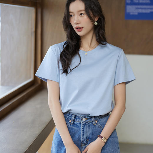 【三防黑科技】壳木糖果色丝光棉T恤 珍珠光泽 双面丝光工艺 抗沾湿技术 防水防油防 六色可选 商品图6