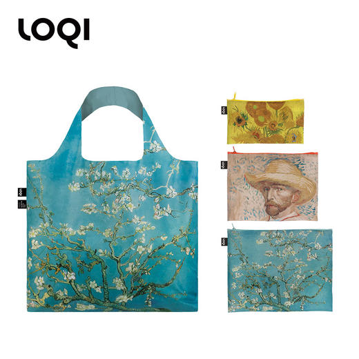 德国LOQI x 梵高系列 环保袋&收纳袋套装 再生环保材料 可折叠 旅行大容量 防泼水 超轻 收纳套组 梵高博物馆合集 星空 向日葵 杏花 商品图1