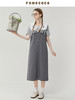 famecoco范可儿宽松纯棉背带裙女夏款时尚后开叉连衣裙FAB3FE001 商品缩略图4