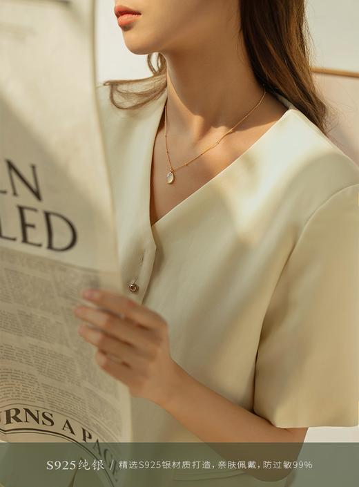 Oflye潮流饰品 S925银天然玉水项链女新款时尚简约轻奢锁骨链小众设计 商品图2