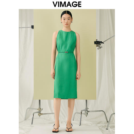 VIMAGE纬漫纪夏季新款气质收腰显瘦小众设计无袖连衣裙V1907523 商品图4