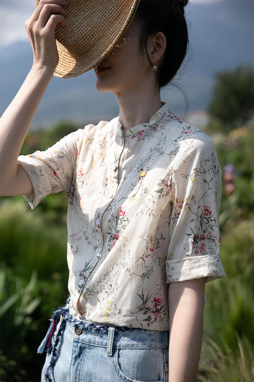 牧衣游 文艺碎花衬衣通勤 ----山间 商品图5