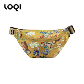 德国LOQI 博物馆系列 金底花束BB.VGM.A  创意插画波普风 时尚环保腰包胸包单肩包 再生环保材料 可单肩 防泼水